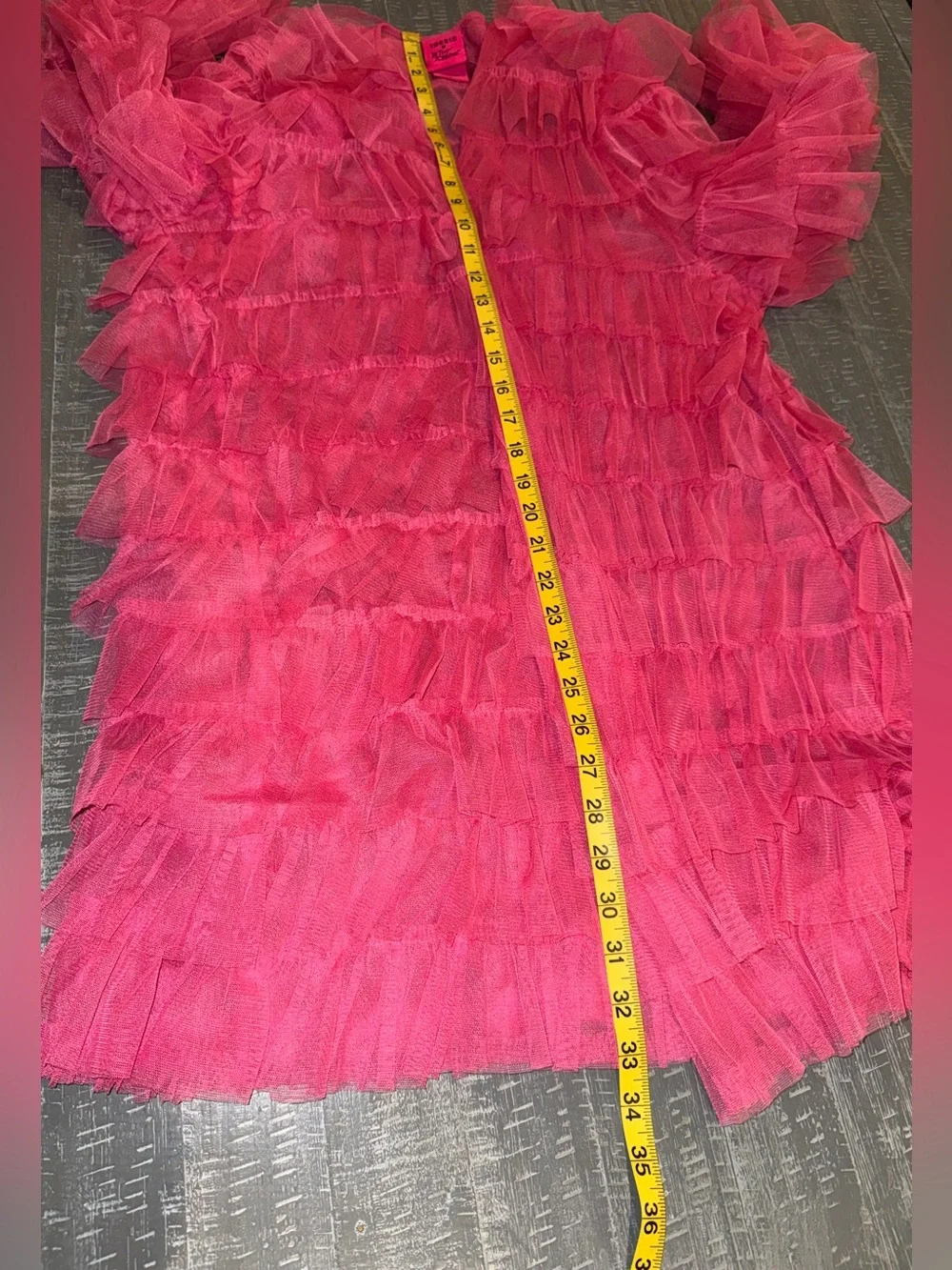 Betsey Johnson Torrid Pink Tulle Ruffle Tiered Kimono Mesh Jacket Plus Size 2